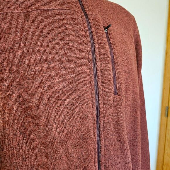 LL Bean Mens Jacket Large Regular Rust Knit Slightly Fitted Casual Fleece - Picture 4 of 14